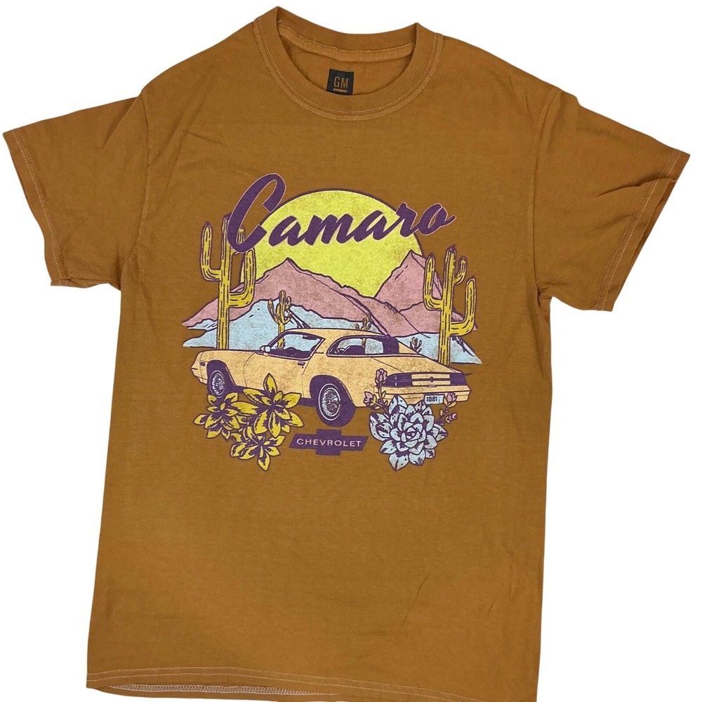 Chevrolet Camaro Graphic T Shirt Men's Brown‎ GM Licensed Short Sleeve